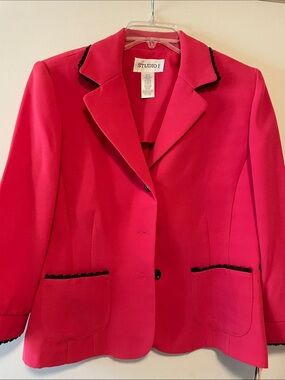 Studio I Hot Pink Blazer with Black Trim